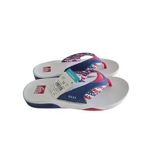 REEF Fanning Flip Flops Sandals Men’s Size 14 Patriotic USA Flag Bottle Opener